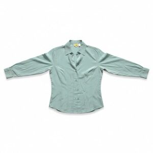 Madison Studio Seafoam Green Button‎ Down Blouse, Women's Size 6, Satin Look